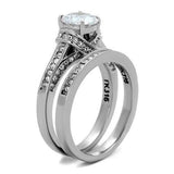 High polished (no plating) Stainless Steel Ring with AAA Grade CZ  in Clear