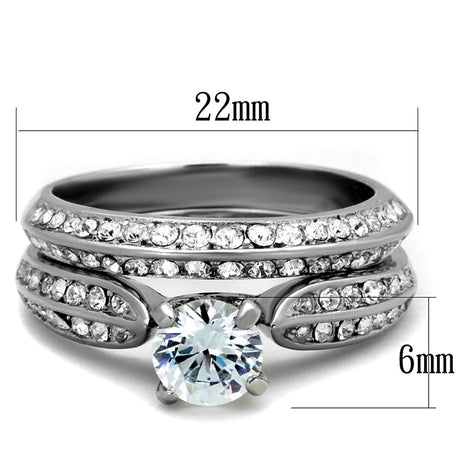 High polished (no plating) Stainless Steel Ring with AAA Grade CZ  in Clear