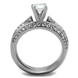 High polished (no plating) Stainless Steel Ring with AAA Grade CZ  in Clear