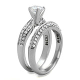 High polished (no plating) Stainless Steel Ring with AAA Grade CZ  in Clear