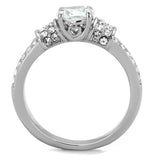 High polished (no plating) Stainless Steel Ring with AAA Grade CZ  in Clear