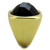 IP Gold(Ion Plating) Stainless Steel Ring with Synthetic Synthetic Stone in Jet
