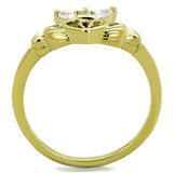 IP Gold(Ion Plating) Stainless Steel Ring with AAA Grade CZ  in Clear