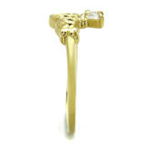 IP Gold(Ion Plating) Stainless Steel Ring with AAA Grade CZ  in Clear