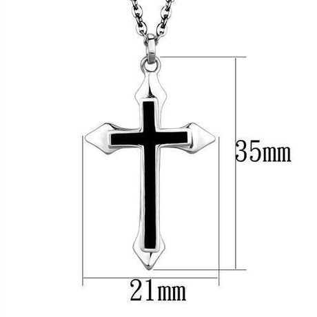 High polished (no plating) Stainless Steel Chain Pendant with Epoxy  in Jet