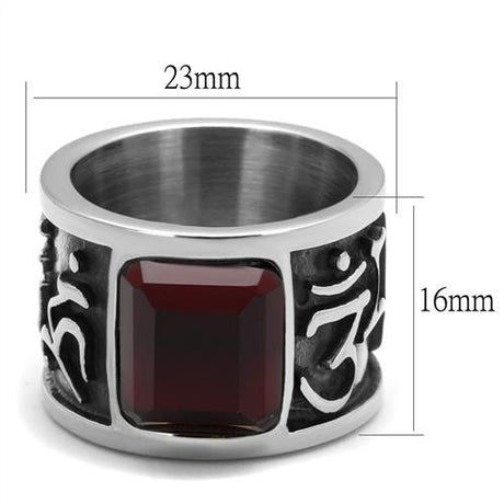 High polished (no plating) Stainless Steel Ring with Synthetic Synthetic Glass in Siam