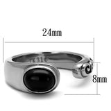 High polished (no plating) Stainless Steel Ring with Synthetic Onyx in Jet