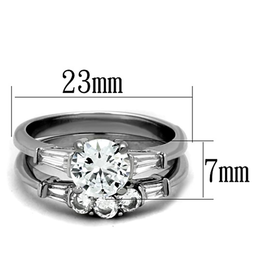 High polished (no plating) Stainless Steel Ring with AAA Grade CZ  in Clear