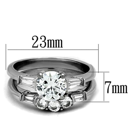 High polished (no plating) Stainless Steel Ring with AAA Grade CZ  in Clear