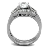 High polished (no plating) Stainless Steel Ring with AAA Grade CZ  in Clear