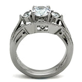 High polished (no plating) Stainless Steel Ring with AAA Grade CZ  in Clear