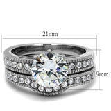 High polished (no plating) Stainless Steel Ring with AAA Grade CZ  in Clear