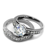 High polished (no plating) Stainless Steel Ring with AAA Grade CZ  in Clear