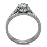 High polished (no plating) Stainless Steel Ring with AAA Grade CZ  in Clear
