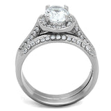 High polished (no plating) Stainless Steel Ring with AAA Grade CZ  in Clear