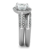 High polished (no plating) Stainless Steel Ring with AAA Grade CZ  in Clear