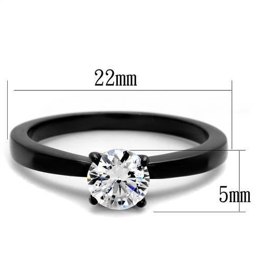 IP Black(Ion Plating) Stainless Steel Ring with AAA Grade CZ  in Clear