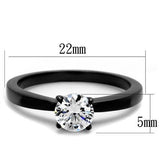 IP Black(Ion Plating) Stainless Steel Ring with AAA Grade CZ  in Clear
