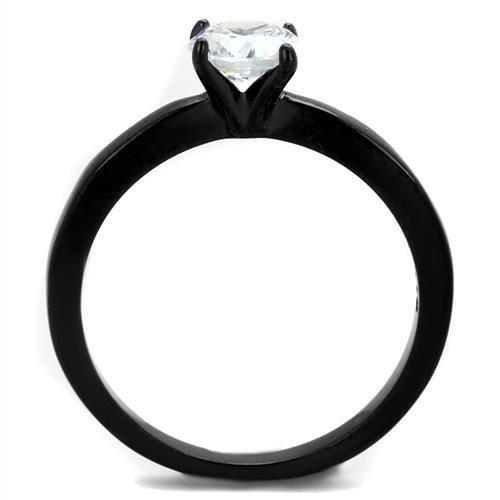 IP Black(Ion Plating) Stainless Steel Ring with AAA Grade CZ  in Clear