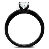 IP Black(Ion Plating) Stainless Steel Ring with AAA Grade CZ  in Clear