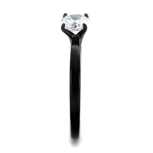 IP Black(Ion Plating) Stainless Steel Ring with AAA Grade CZ  in Clear