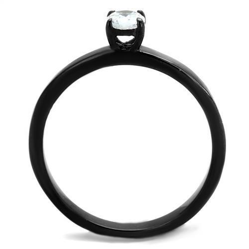 IP Black(Ion Plating) Stainless Steel Ring with AAA Grade CZ  in Clear