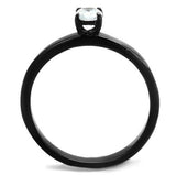 IP Black(Ion Plating) Stainless Steel Ring with AAA Grade CZ  in Clear