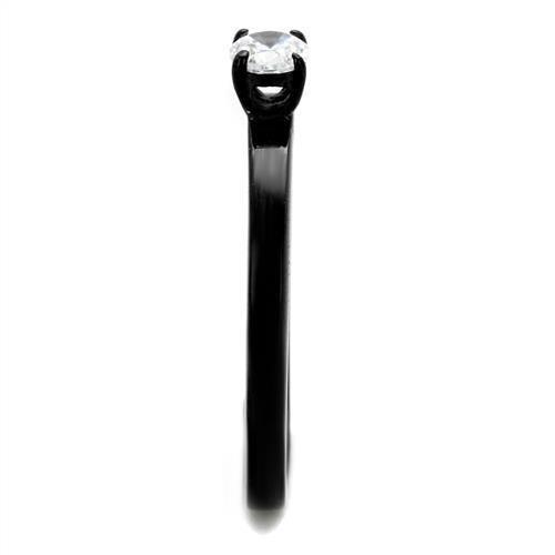 IP Black(Ion Plating) Stainless Steel Ring with AAA Grade CZ  in Clear