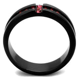 IP Black(Ion Plating) Stainless Steel Ring with Top Grade Crystal  in Rose