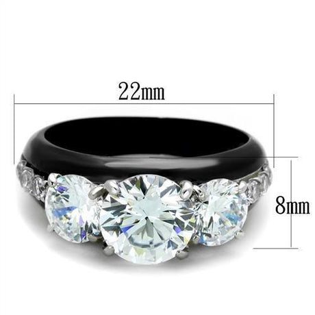 Two-Tone IP Black Stainless Steel Ring with AAA Grade CZ  in Clear