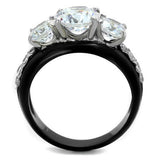 Two-Tone IP Black Stainless Steel Ring with AAA Grade CZ  in Clear