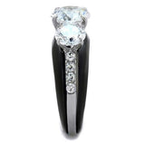 Two-Tone IP Black Stainless Steel Ring with AAA Grade CZ  in Clear