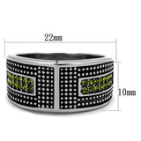 High polished (no plating) Stainless Steel Ring with Top Grade Crystal  in Olivine color