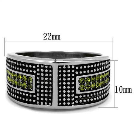 High polished (no plating) Stainless Steel Ring with Top Grade Crystal  in Olivine color