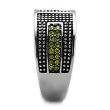 High polished (no plating) Stainless Steel Ring with Top Grade Crystal  in Olivine color