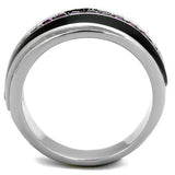 High polished (no plating) Stainless Steel Ring with Top Grade Crystal  in Amethyst