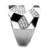 High polished (no plating) Stainless Steel Ring with Top Grade Crystal  in Clear