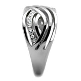 High polished (no plating) Stainless Steel Ring with Top Grade Crystal  in Clear