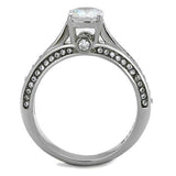 High polished (no plating) Stainless Steel Ring with AAA Grade CZ  in Clear