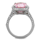 High polished (no plating) Stainless Steel Ring with AAA Grade CZ  in Rose