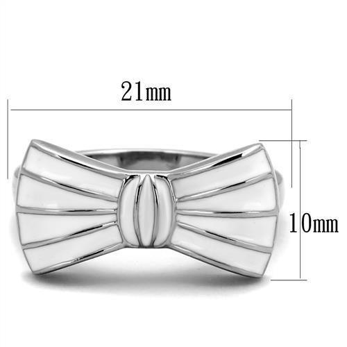 High polished (no plating) Stainless Steel Ring with Epoxy  in White