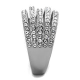 High polished (no plating) Stainless Steel Ring with Top Grade Crystal  in Clear