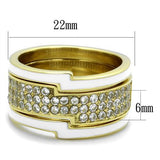 IP Gold(Ion Plating) Stainless Steel Ring with AAA Grade CZ  in Clear