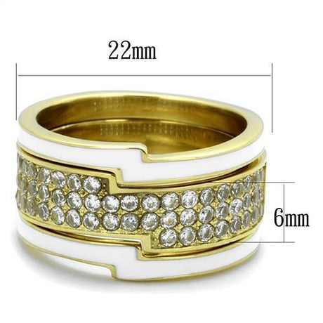 IP Gold(Ion Plating) Stainless Steel Ring with AAA Grade CZ  in Clear