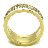 IP Gold(Ion Plating) Stainless Steel Ring with AAA Grade CZ  in Clear