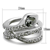 High polished (no plating) Stainless Steel Ring with Top Grade Crystal  in Black Diamond