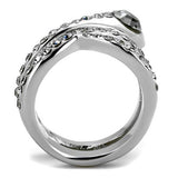 High polished (no plating) Stainless Steel Ring with Top Grade Crystal  in Black Diamond