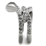 High polished (no plating) Stainless Steel Ring with Top Grade Crystal  in Black Diamond