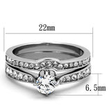 High polished (no plating) Stainless Steel Ring with AAA Grade CZ  in Clear