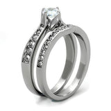High polished (no plating) Stainless Steel Ring with AAA Grade CZ  in Clear